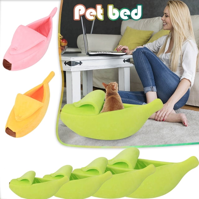 Fiudx Cama Tipo Plátano para Mascotas, Cálida, Suave y Transpirable, con Forma de Plátano, Ideal para Dormir En Invierno, Ideal para Mascotas Pequeñas, Medianas y Grandes, de 40 a 90 Cm.