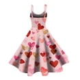 thumbnail image 4 of LWavelet 2026 Valentine's Easy-Breezy Valentine Dress, Spaghetti Strap Heart Print Flared Waist Casual Sundress Pink S, 4 of 4