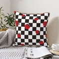 thumbnail image 6 of Fotbe Ladybugs Of Black And White Checkers Pattern Velvet Decorative Throw Pillow Covers with Elegant Piping, Soft Plush Cushion Cover for Sofa, Bed, Car, Office-20"x20", 6 of 8