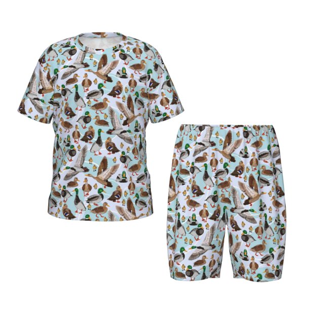 Balery Mallard Ducks Wild Birds1 Conjunto de Pijama Infantil de Manga Corta con Estampado – Ropa de Dormir de Algodón Suave-XX-Large