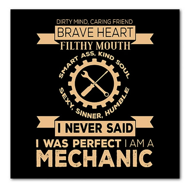 DistinctInk Custom Bumper Sticker - 10" x 10" Decorative Decal - Black Background - Never Said I Was Perfect I Am a Mechanic