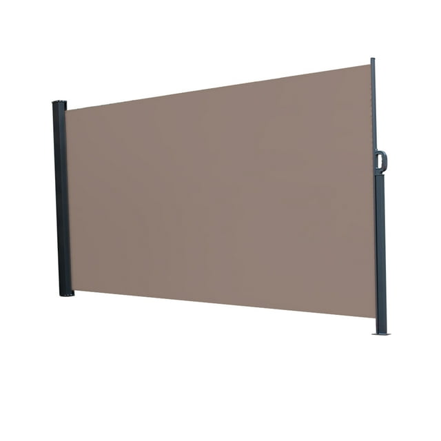 118" x 71" Outdoor Aluminum Handle Pentacle Side Pull Shed Office Partition Cafe Terrace Windshield Isolation Canopy Brown,durable and wear-resistant,Brown