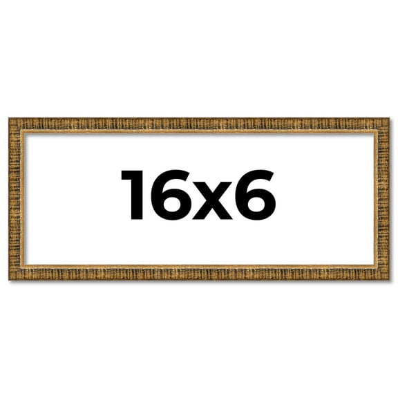 16x6 Frame Gold Kingsley Distressed Solid Wood Picture Frame Width 0.75 Inches | Interior Frame