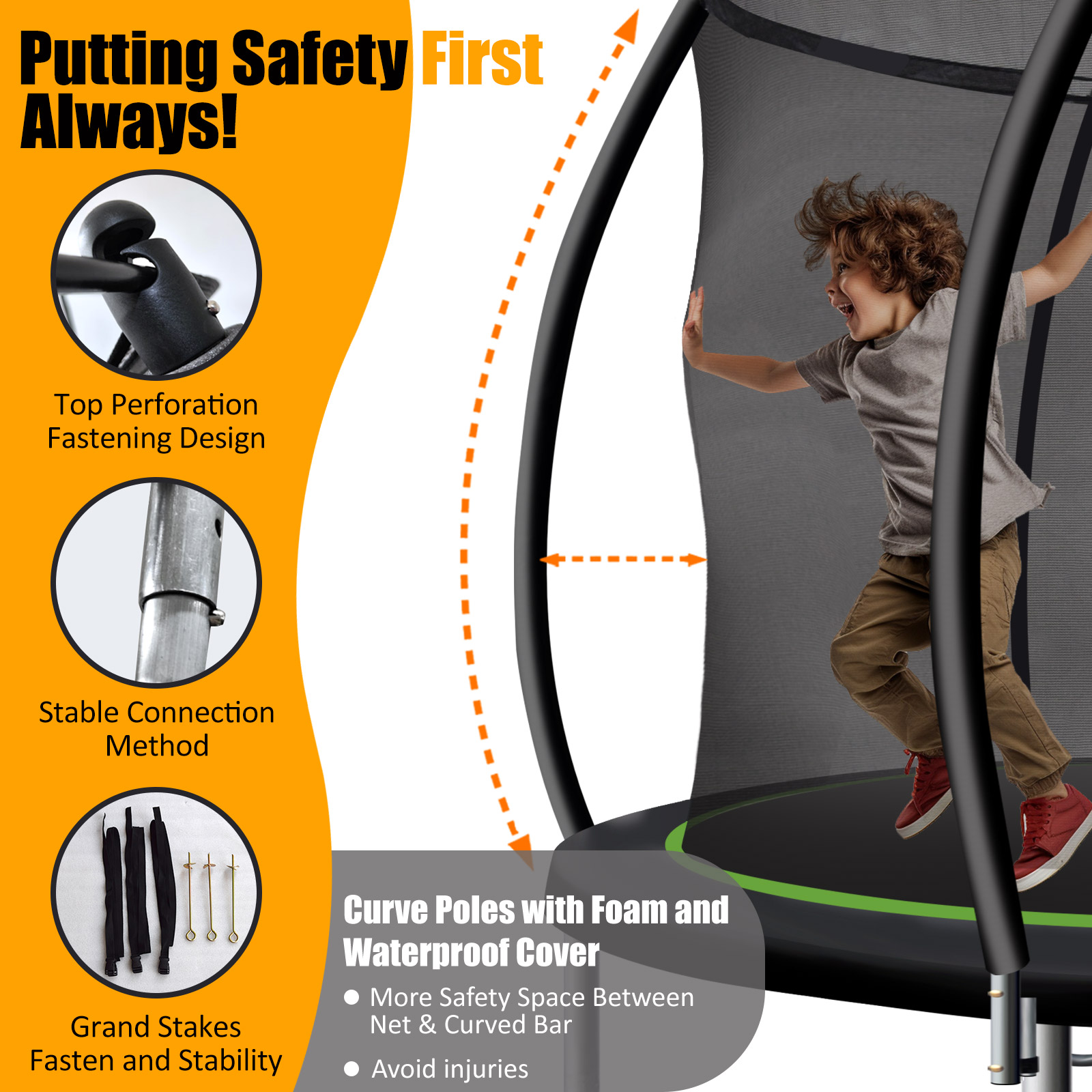 10/12/14/16FT Outdoor Recreational Backyard Heavy Duty Trampoline with Safety Enclosure Net，big trampoline for Kids and Adults,black，green