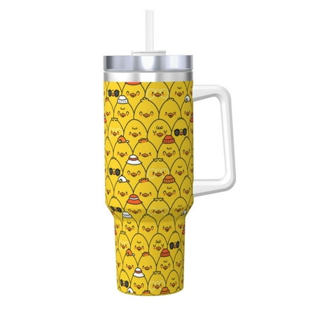 

Susaid Cute Funny Chicken Print Indoor Outdoor Straw Lid 40oz Ice Bully With Handle Stainless Steel Cup for Home Office and Car