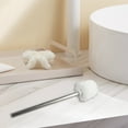 White Toilet Brush Head & Handle Stainless Steel Chrome Replacement