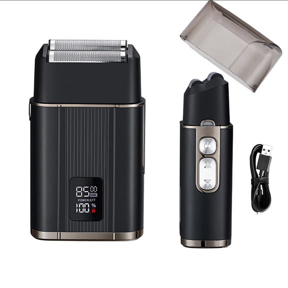 Electric Razor, Electric Shaver for Men,Upgraded Foil Shaver with 3 Speeds, Double Floating Blade IPX7 Waterproof Wet/Dry LED Display USB Type C Rechargeable Black