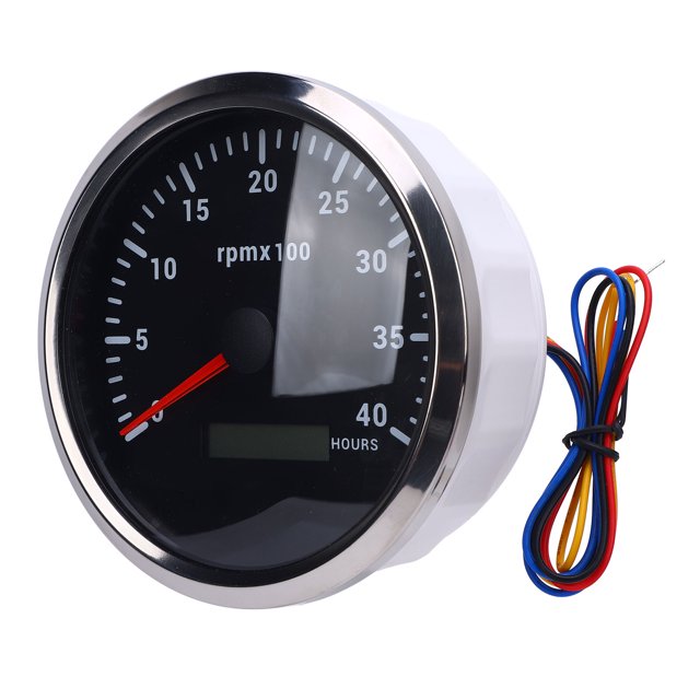 110mm 4 3 / 8in Tachometer 7 Color Backlight 4000RPM Gauge with Hour Meter for Truck Trailer RV Boat