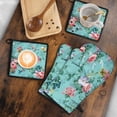 thumbnail image 5 of Pioneer Flower Floral Print Pattern Kitchen Oven Mitt and Pot Holder Sets 2 Pcs for Baking, Cooking and Grilling, Heat Resistant Up To 392 °F, 5 of 7