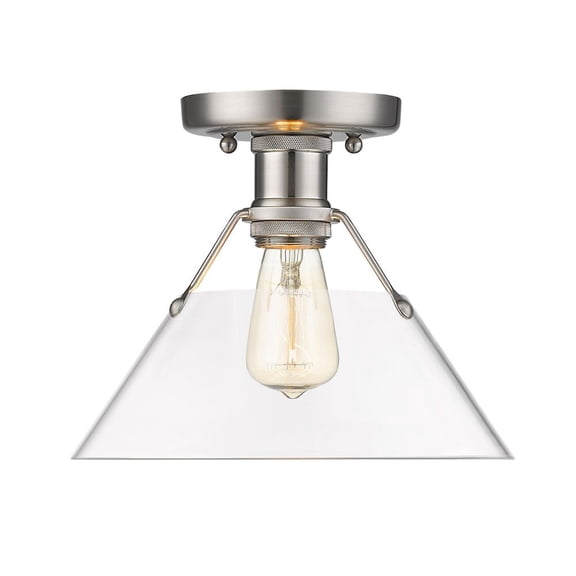 3306-FM PW-CLR-Golden Lighting-Orwell - 1 Light Flush Mount 8 Inches Tall and 10 Inches Wide-Pewter Finish-Clear Shade Color