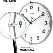 Sharp Atomic Analog Wall Clock – 10.5” Suspended Glass Face - Sets & Updates Automatically
