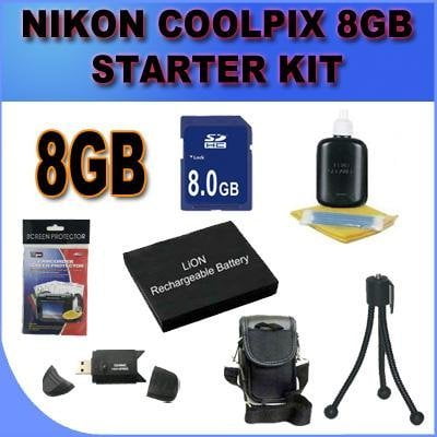 BigVALUEInc Saver Nikon Accessory Bundle - Lithium Ion Battery for Coolpix S3000 S4000 and More Models  Case   Card Red