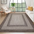 thumbnail image 3 of Garvee 5'x7' Printed Braided Rugs Farmhouse Bordered Carpet, Machine Washable Indoor Area Rug Non-Slip Low Pile Rugs for Living Room Bedroom Home Decor, Camel, 3 of 10