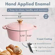Lexi Home 2.8-Qt Enameled Cast Iron Dutch Oven with Lid & Loop Handle, Matte Pink