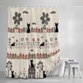 thumbnail image 4 of Japanese Style Small Stall Shower Curtain, Waterproof Shower Curtains for Bathroom, Vintage Cartoon Cat House Trees Flowers Washable Fabric Bath Curtain for Bathtub Decoration with Hooks 36x72 Inches, 4 of 9