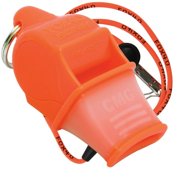 Fox 40 Sonik Blast CMG 3-Chamber Pealess Whistle Lanyard, Orange