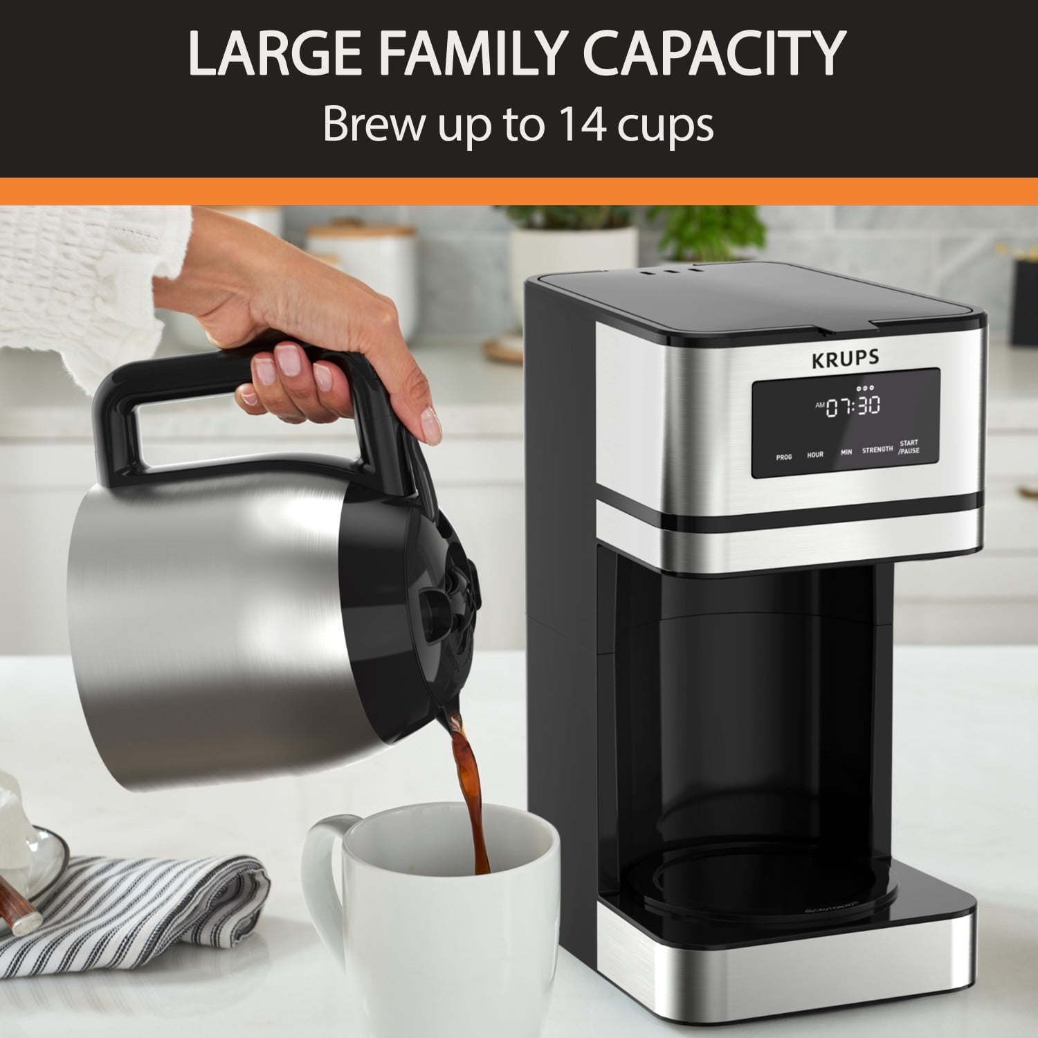 KRUPS Simply Brew Filter Coffee Maker, 14 Cups with Thermal Carafe