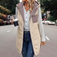 thumbnail image 4 of Womens hooded vest fleece Sleeveless Fleece Sherpa Jacket Reversible Zip Up Hoodie Pockets Warm Casual Loose Coat Fall Winter Clothing Outerwear, 4 of 6