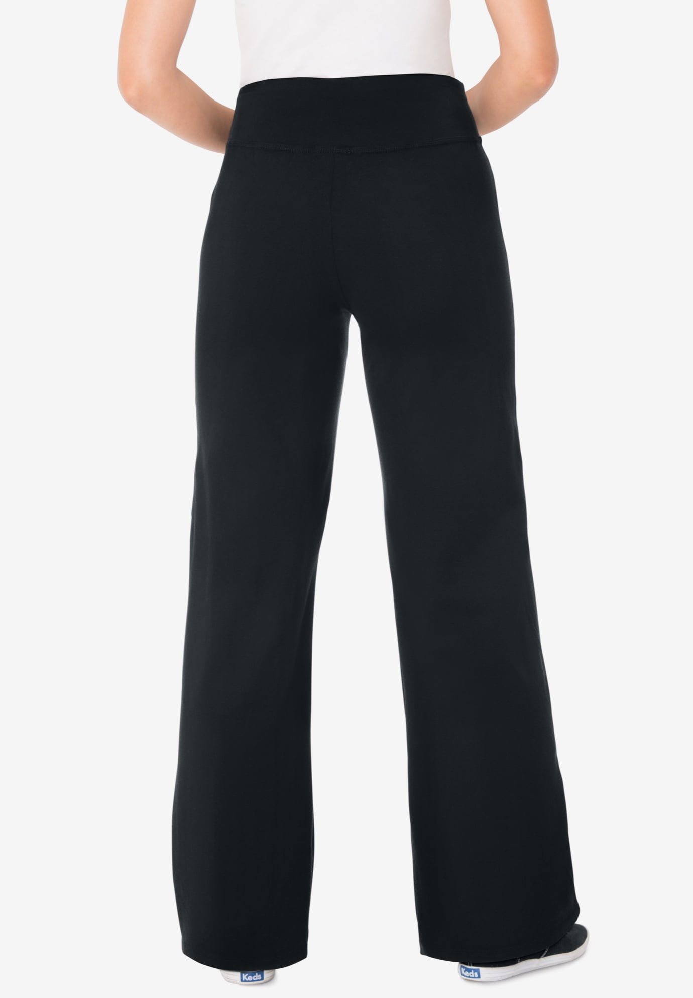 Plus Size Stretch-Cotton Knit Pull-On Wide-Leg Leggings - image 2