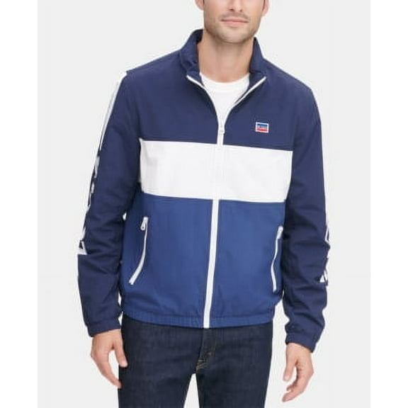 Levi's BLUE WHITE COMBO Men's Taslan Color Block Windbreaker Jacket, S
