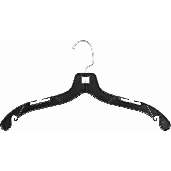 DEILSY Black Plastic Hanger with Shoulder Notches & 360° Swivel Hook - 100 Pack