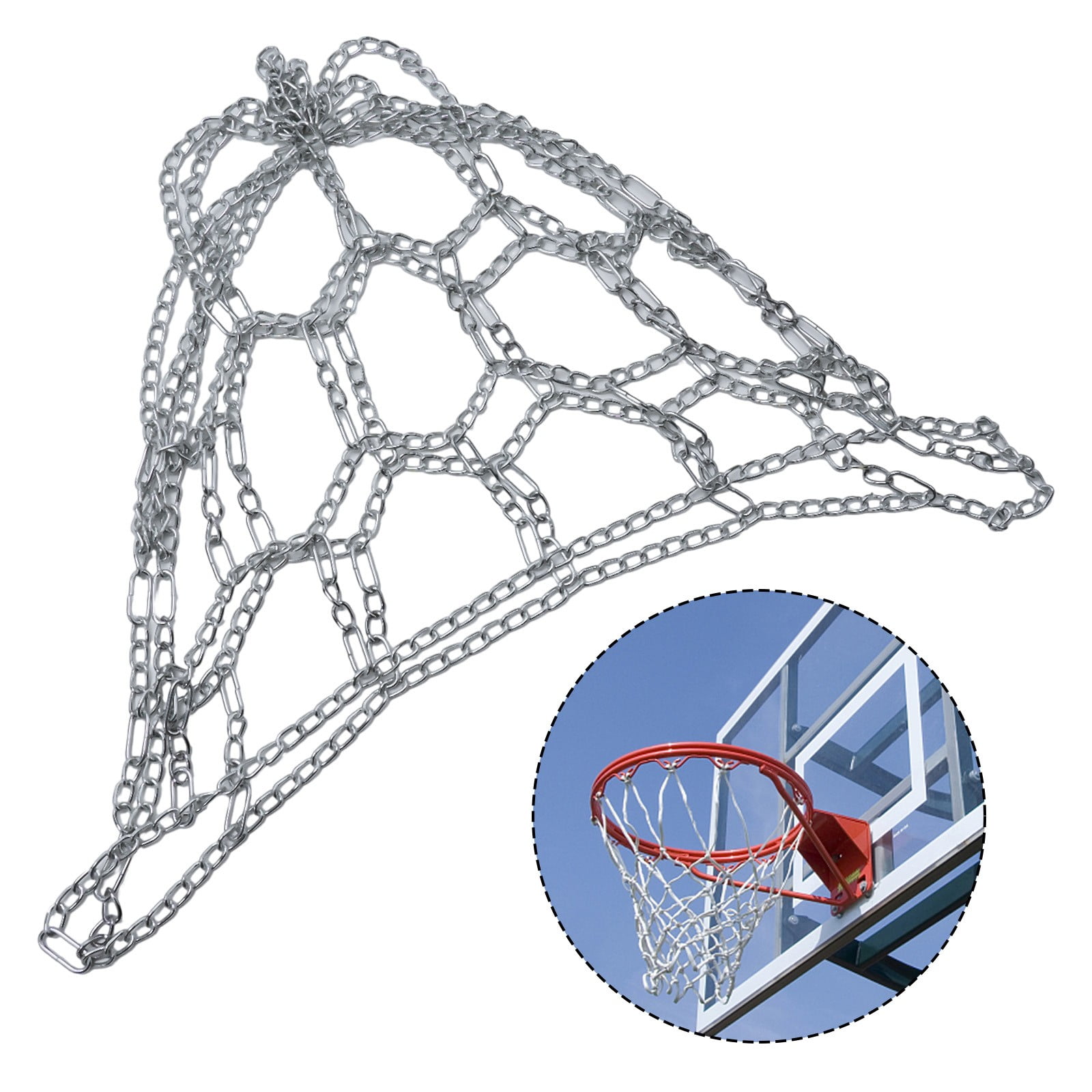 Metal Basketball Net Chain Netting Sports Rims Basket Frame Double Color Net Silver & Gold