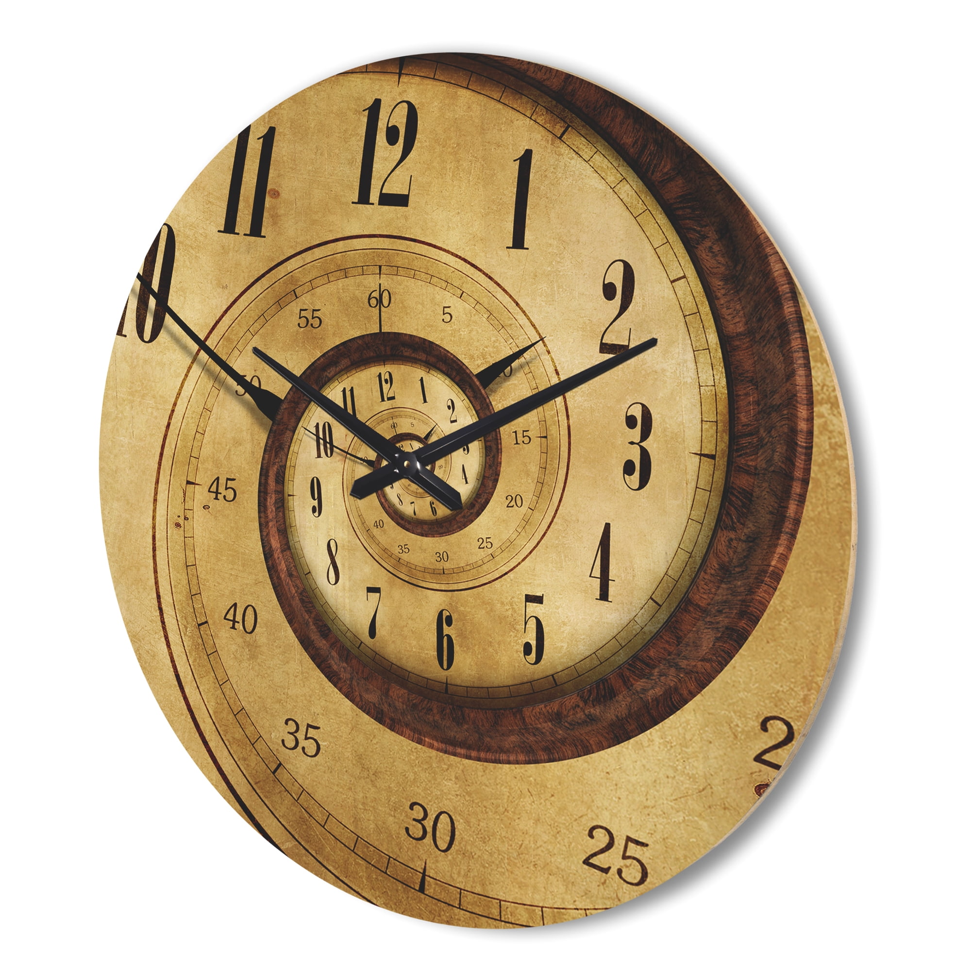 Designart 'Traditional Time Spiral' Modern Wood Wall Clock