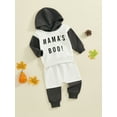 thumbnail image 5 of Raccmtaty Toddler Boys Fall Outfits Letter Print Contrast Color Hooded Long Sleeve Hoodies Sweatshirts and Long Pants 2Pcs Clothes Set, 5 of 8