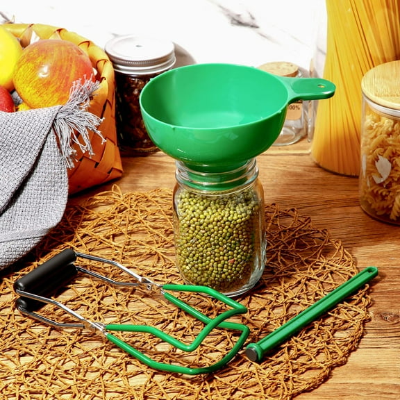 3 Pieces Canning Essentials Kit Jar Lifter Wide Mouth Canning Funnel Magnetic Lid Wand for Canning Mason Jars Anti-Scald Kitchen Tools Home-Made Honey Set (Green)