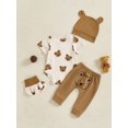 thumbnail image 6 of RUINIXCW Newborn Baby Boy Hospital Going Home Outfits Infant Baby Boys Spring Summer Fall Clothes Bear Print Short Sleeve Romper with Pants and Hat Foot Covers Set, 6 of 9