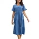 thumbnail image 3 of Vestido Informal de Mujer con Escote en V, Volantes y Corta, Corte A, Holgado, Midi Azul XL, 3 of 10