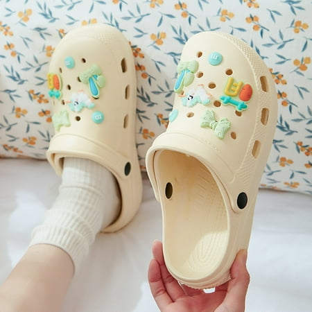 

eva Beach non-slip thick-soled hole shoes women‘s summer outdoor diy summer Baotou slippers home indoor sandals