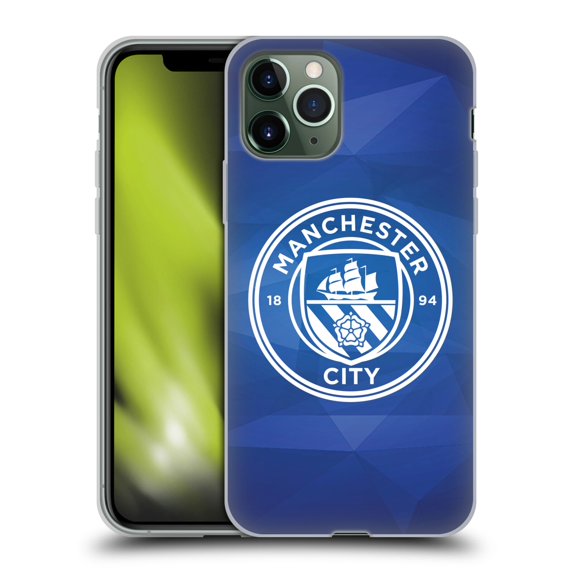 Head Case Designs Officially Licensed Manchester City Man City FC Badge Geometric Obsidian White Mono Soft Gel Case Compatible with Apple iPhone 11 Pro