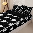 thumbnail image 3 of Manfei Sparkle Stars Printed Zipper Twin Comforter Sets with Fitted Sheet and 2 Pillowcases,Kawaii Polka Dot Zipper Bedding Set,Black White,Black Reversible,4pcs, 3 of 8