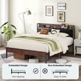thumbnail image 2 of NISIEN Full Size Bed Frame, Platform Bed Full with Charging Station and Storage, PU Leather Upholstered Headboard, Black, 2 of 9