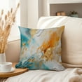 thumbnail image 3 of Ethan Taylor Abstract Throw Pillow Soft Cushion Cover 'Ephemeral Dance Paint Brush Strokes Modern' Transitional Pattern Decorative Square Accent Pillow Case, 18x18 Inches, Blue, Orange, 3 of 5