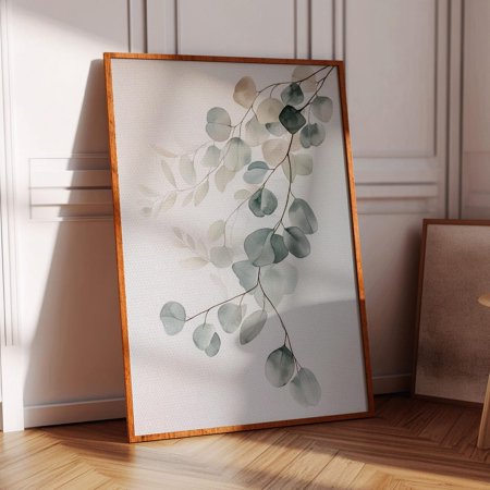 Eucalyptus Branch Watercolor Print – Minimal Botanical Wall Art Soft Green Nature Decor For Scandinavian Modern Or Farmhouse Style Wall Art Modern Wall Decor 8x12 UNFRAMED