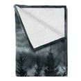 thumbnail image 2 of Horror House Soft Flannel Fleece Blanket, Moonrise Magic Landscape with Empty Rural Path to Pines Dramatic Vampire Way Print, Cozy Plush for Indoor and Outdoor Use, 60" x 80", Grey, by Ambesonne, 2 of 5