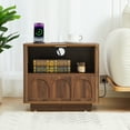 thumbnail image 4 of Wirrytor Set of 2 Modern Nightstands with Charging Station, Fluted Bedside Tables with Storage Drawers and Open Shelf for Bedroom and Living Room, Brown, 4 of 9