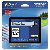 Brother P-Touch TZEMQ531 0.47 in. x 26.2 ft. TZ Standard Adhesive Laminated Labeling Tape - Pastel Blue