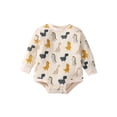 thumbnail image 1 of Qiylii Baby Boy Dinosaur Romper, Long Sleeve Crew Neck Rainbow Print Bodysuit, 1 of 9