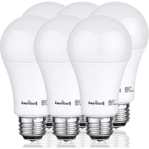 AmeriLuck 60W Equivalent A19 LED Light Bulb, 800LM 9W, Non-Dimmable 6 Pack (5000K | Daylight)
