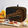 thumbnail image 2 of Toaster Cover 4 Slice, Brown Marble Dustproof Bakeware Oven Protector with Top Hook, Gold Abstract Vintage Modern Ombre Art Waterproof Small Kitchen Appliance Toasters Dust Cover, 12"x11"x8", 2 of 9