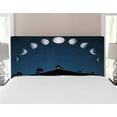 thumbnail image 2 of Moon Headboard, Lunar Phases and Stars Little Houses Hills Silhouette Night Sky Illustration Print, Upholstered Decorative Metal Bed Headboard with Memory Foam, Full Size, Grey and Black, by Ambesonne, 2 of 3