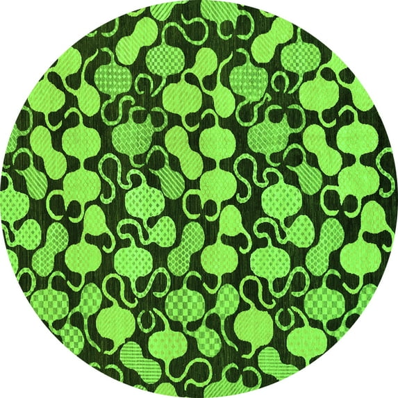 Ahgly Company Indoor Round Abstract Green Modern Area Rugs, 5' Round
