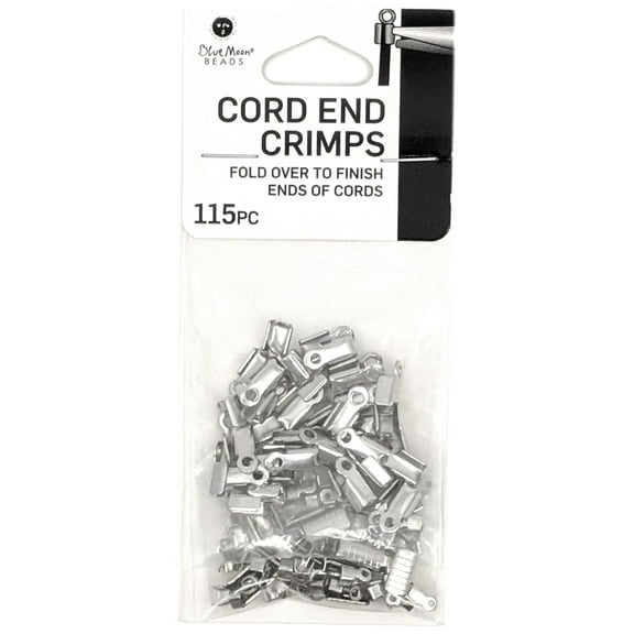 Blue Moon Beads Silver Metal Cord End Crimps for DIY Jewelry Making, 115 Pieces-Unisex, Adult