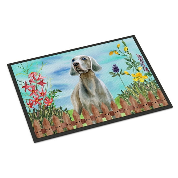 Carolines Treasures CK1236MAT Weimaraner Spring Door Mat Indoor Rug or Outdoor Welcome Mat 18x27 Doormat  27"L x 18"W