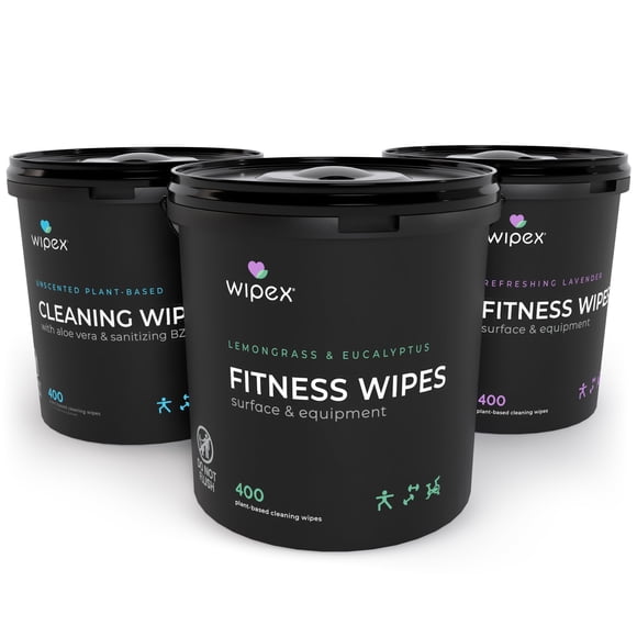 Paquete de toallitas Fitness Wipex de 400 unidades (paquete de 3) con 3 cubos