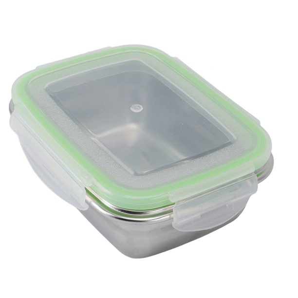 Container De Almacenamiento De Alimentos De Acero De Acero Inoxidable 304 Caja Organizador De Refrigerador Hermético Para Bocadillos De
