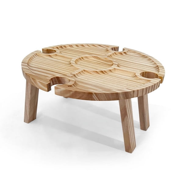 Mesa de picnic plegable de madera para exteriores, portátil, 2 en 1, estante para copas de vino, mesa plegable para escritorio, bandeja para picnic